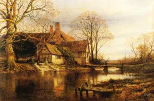 A Moated Grange by Benjamin Williams Leader - Oil Painting Reproduction
