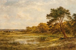 A reedy pool by Benjamin Williams Leader Oil Painting