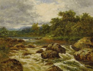 A View on the Lamar by Benjamin Williams Leader Oil Painting
