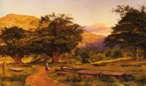 A Welsh Churchyard by Benjamin Williams Leader - Oil Painting Reproduction