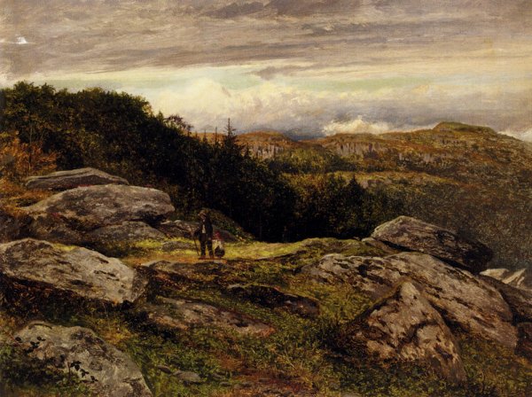 Main Product Photo of A Welsh Hillside Path Painting by Benjamin Williams Leader