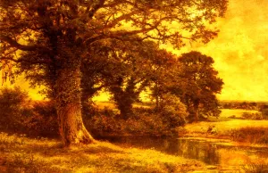 A Woodland Pool by Benjamin Williams Leader - Oil Painting Reproduction