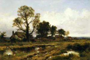 A Worcestershire Village by Benjamin Williams Leader Oil Painting