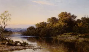 An Autumn Evening on the Lledr - North Wales by Benjamin Williams Leader Oil Painting