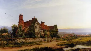 An Old Surrey Home Oil painting by Benjamin Williams Leader
