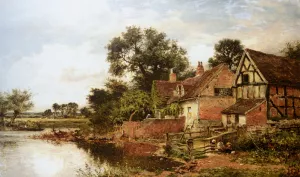 An Old Worcestershire Manor House painting by Benjamin Williams Leader