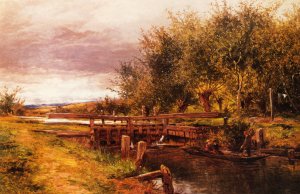 Clive Lock on the Thames by Benjamin Williams Leader Oil Painting