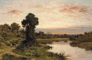 Evening On The Thames At Shillingford by Benjamin Williams Leader Oil Painting