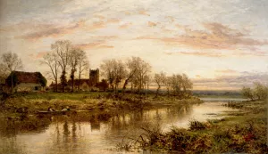 Evening On The Thames At Wargrave by Benjamin Williams Leader Oil Painting