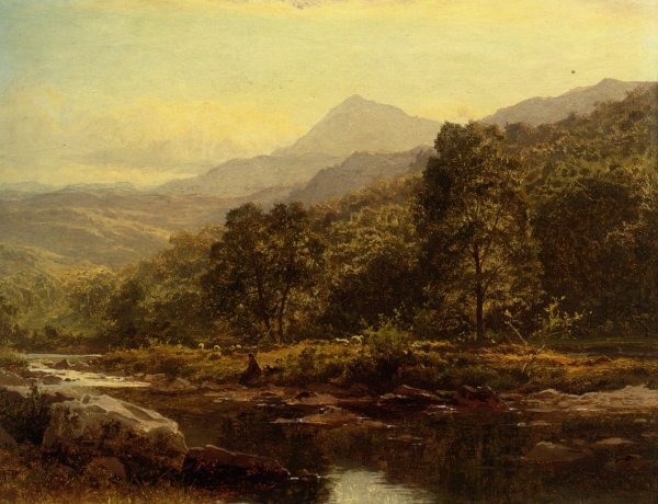 Main Product Photo of Island on the Llugwy Curig Painting by Benjamin Williams Leader