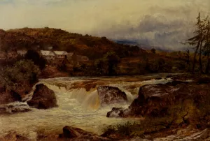 Near Bettws-Y-Coed, The Junction Of The Conway And The Llugwy Oil painting by Benjamin Williams Leader