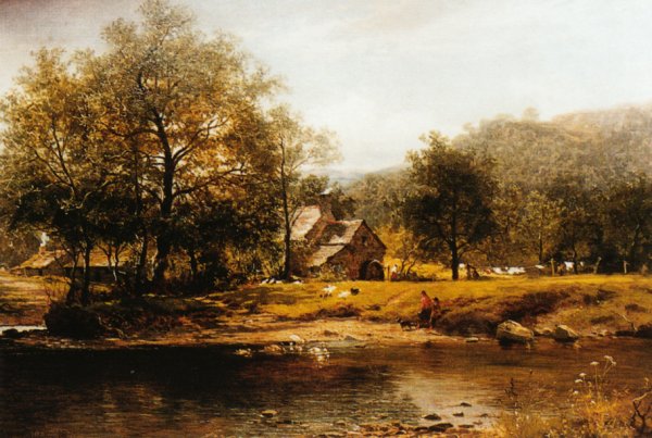 Main Product Photo of Old Mill, Bettws-y-Coed Painting by Benjamin Williams Leader