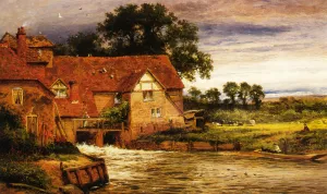 Old Streatley Mill painting by Benjamin Williams Leader
