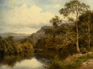 On The River Conway by Benjamin Williams Leader Oil Painting