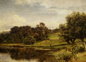 On The Thames at Shillingford by Benjamin Williams Leader Oil Painting