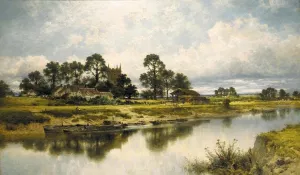 Severn Side, Sabrina's Stream at Kempsey on the River Severn by Benjamin Williams Leader - Oil Painting Reproduction
