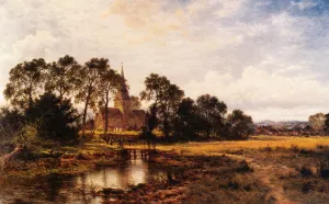 Shere Church by Benjamin Williams Leader Oil Painting
