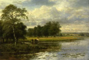 Summer Time on the Thames by Benjamin Williams Leader Oil Painting
