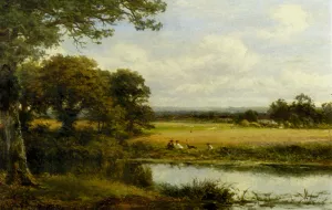 Surrey Cornfields by Benjamin Williams Leader Oil Painting