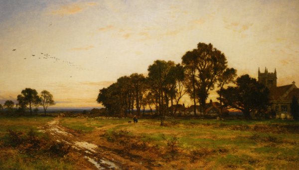 The Close of Day Worvestershire Meadows by Benjamin Williams Leader - Hand-Painted Oil Painting Reproduction