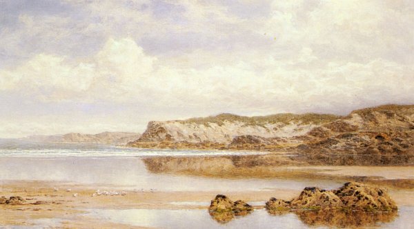 Main Product Photo of The Incoming Tide, Porth Newquay Painting by Benjamin Williams Leader