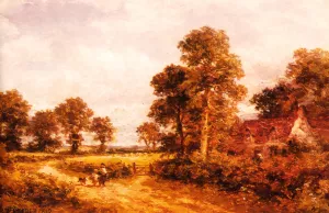 The Lane at Whittington, Worcestershire by Benjamin Williams Leader Oil Painting