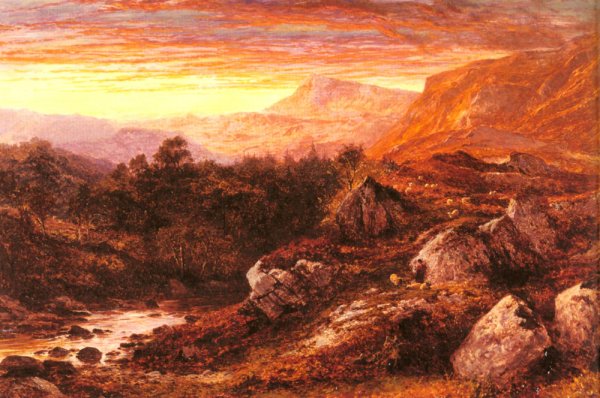 Main Product Photo of The Valley of the Lleder, North Wales Painting by Benjamin Williams Leader
