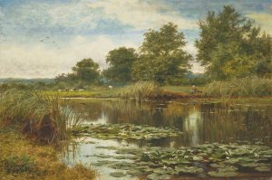 Water Lillies by Benjamin Williams Leader Oil Painting