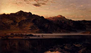 When The West With Evening Glows Oil painting by Benjamin Williams Leader