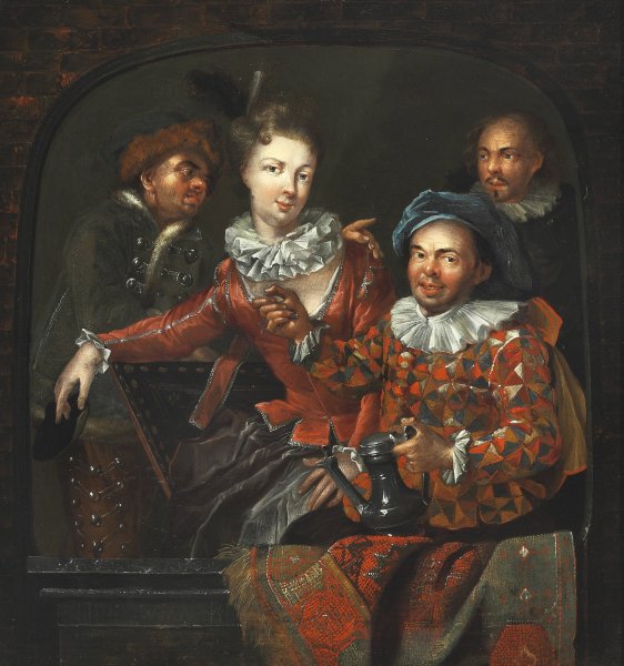 Four people in a niche by Benoît Le Coffre - Hand-Painted Oil Painting Reproduction