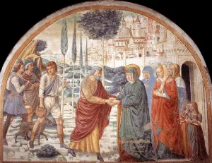 Meeting at the Golden Gate Oil painting by Benozzo Di Lese Di Sandro Gozzoli
