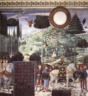 Procession of the Middle King South Wall by Benozzo Di Lese Di Sandro Gozzoli Oil Painting