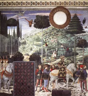 Procession of the Middle King South Wall by Benozzo Di Lese Di Sandro Gozzoli - Oil Painting Reproduction