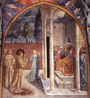 Scenes from the Life of St Francis Scene 10, North Wall painting by Benozzo Di Lese Di Sandro Gozzoli