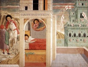 Scenes from the Life of St Francis Scene 2, North Wall by Benozzo Di Lese Di Sandro Gozzoli Oil Painting