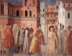 Scenes from the Life of St Francis Scene 3, South Wall Oil painting by Benozzo Di Lese Di Sandro Gozzoli