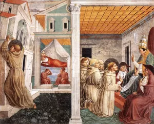 Scenes from the Life of St Francis Scene 5, North Wall painting by Benozzo Di Lese Di Sandro Gozzoli