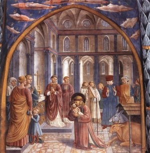 Scenes from the Life of St Francis Scene 9, North Wall Oil painting by Benozzo Di Lese Di Sandro Gozzoli