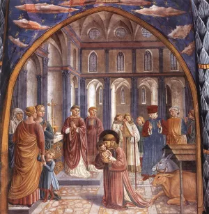Scenes from the Life of St Francis Scene 9, North Wall by Benozzo Di Lese Di Sandro Gozzoli - Oil Painting Reproduction