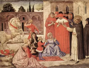 St Dominic Reuscitates Napoleone Orsini by Benozzo Di Lese Di Sandro Gozzoli - Oil Painting Reproduction