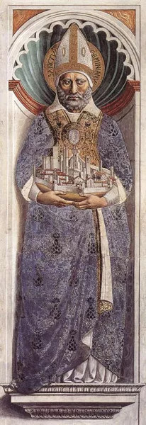 St Gimignano on the Pillar by Benozzo Di Lese Di Sandro Gozzoli Oil Painting