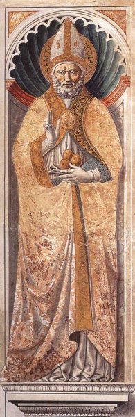 St Nicholas of Bari on the Pillar Oil painting by Benozzo Di Lese Di Sandro Gozzoli
