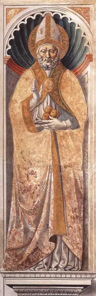 St Nicholas of Bari on the Pillar by Benozzo Di Lese Di Sandro Gozzoli Oil Painting
