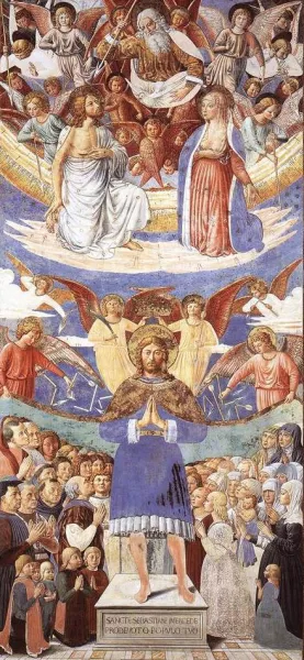 St Sebastian Intercessor by Benozzo Di Lese Di Sandro Gozzoli - Oil Painting Reproduction