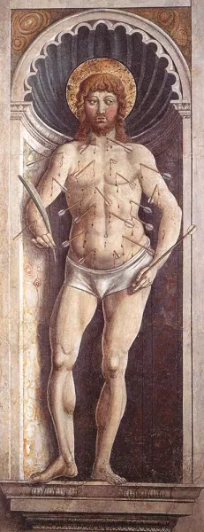 St Sebastian on the Pillar by Benozzo Di Lese Di Sandro Gozzoli - Oil Painting Reproduction