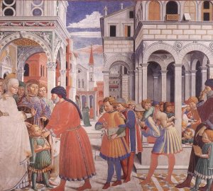 The School of Tagaste scene 1, North Wall Oil painting by Benozzo Di Lese Di Sandro Gozzoli