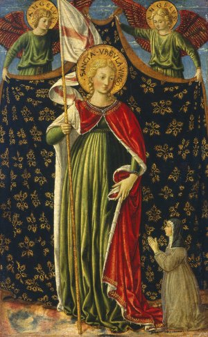 Saint Ursula with Two Angels and Donor by Benozzo Gozzoli Oil Painting