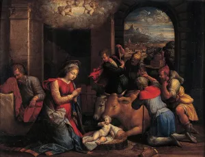 Adoration of the Sheperds Oil painting by Benvenuto Tisi