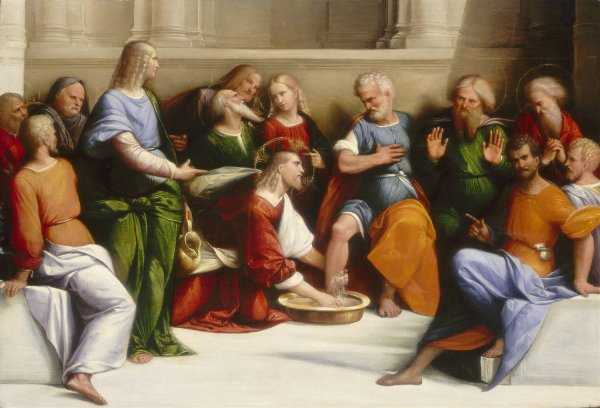 Christ Washing the Disciples' Feet  by Benvenuto Tisi - Hand-Painted Oil Painting Reproduction