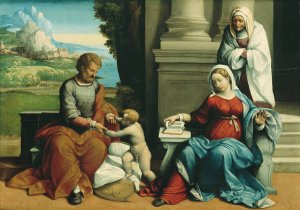 Holy Family with St. Anne by Benvenuto Tisi Oil Painting